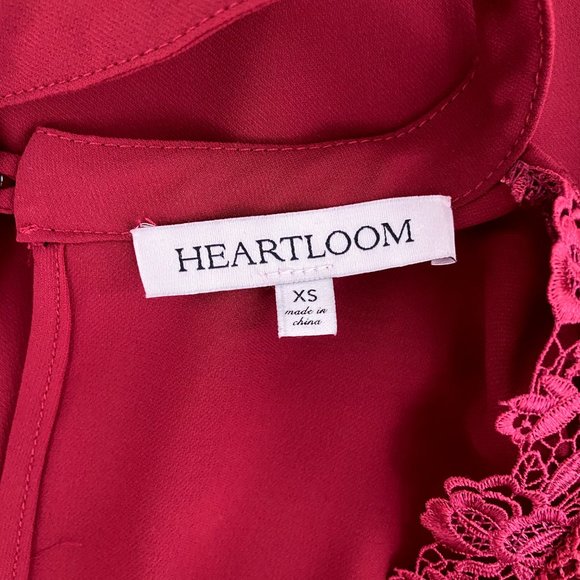 Heartloom x Revolve | Red Sleeveless Keyhole V-Neck Lace Mini Shift Dress XS - Picture 6 of 6